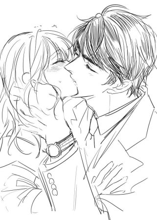 Аниме поцелуй срисовать