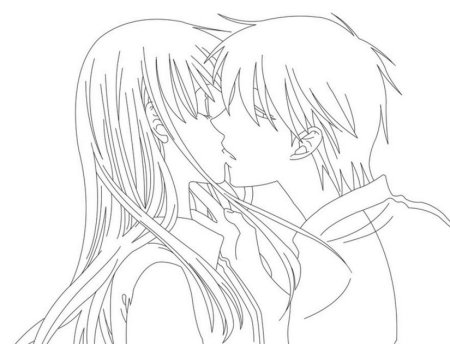 Раскраски аниме поцелуи