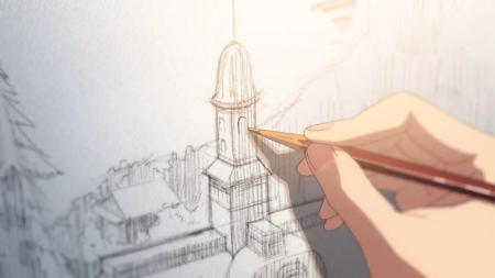 Пейзажи из аниме карандашом