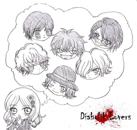 Аниме Дьявольские возлюбленные чб