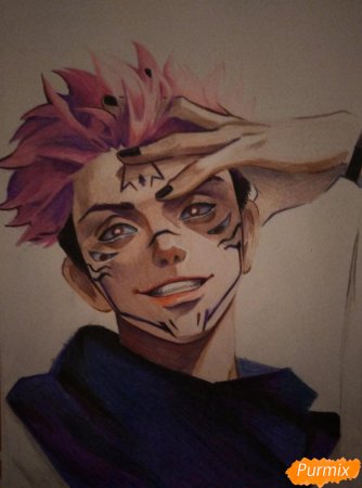 Сукун магическая битва рисунок