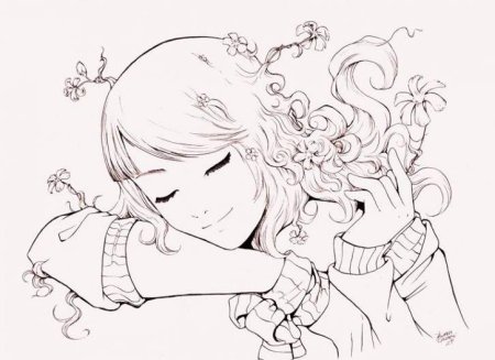 Красивые аниме девушки черно белая для раскрашивания