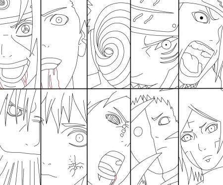 Раскраски из аниме Наруто Акацуки