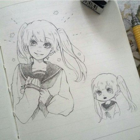 Рисунки в альбоме карандашом аниме