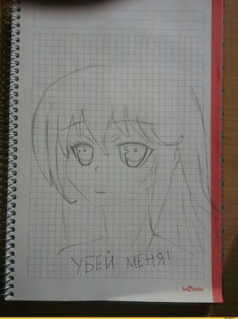 Аниме карандашом в тетради