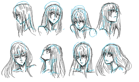 Аниме волосы в разных ракурсах