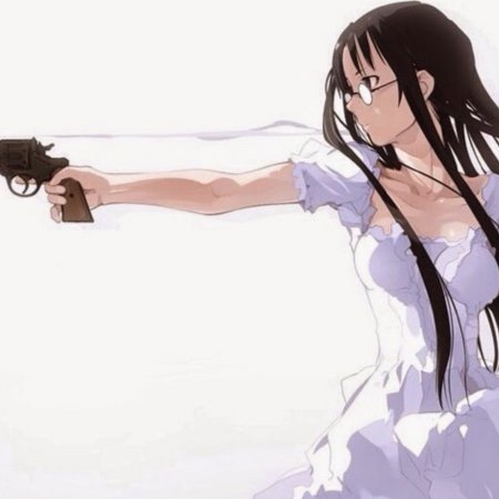 Аниме девушка с пистолетом во рту