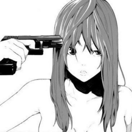 Аниме девушка с пистолетом у Виска