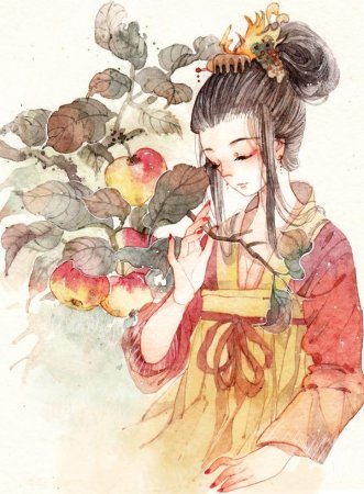 Японская девушка акварель