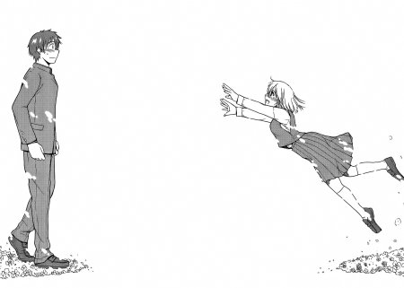 Аниме девушка падает на парня