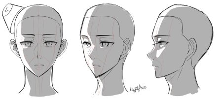 Голова 3/4 референс аниме
