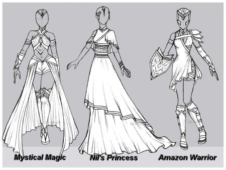 Эскизы одежды в стиле фэнтези