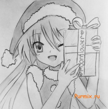 Новогоднее аниме карандашом