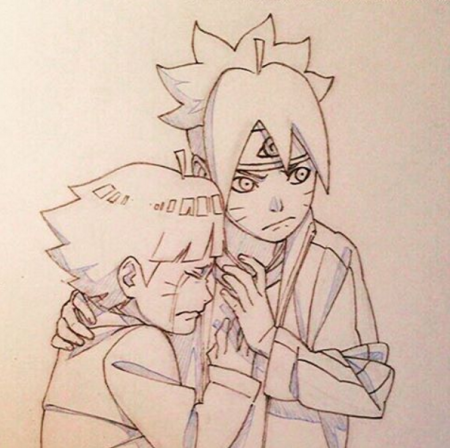 Наруто и Боруто для срисовки