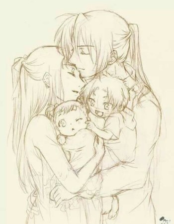 Аниме набросок семьи