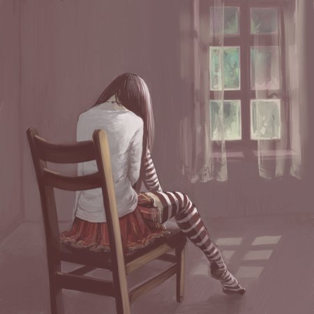 Одинокая девушка арт