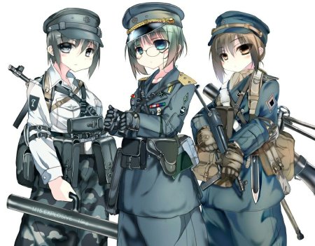 Девушка в военной форме арт
