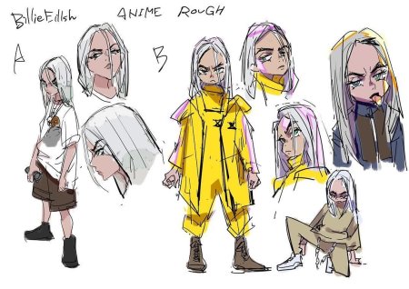 Билли Айлиш рисунок аниме