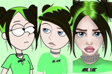 Билли Айлиш в стиле мультфильмов