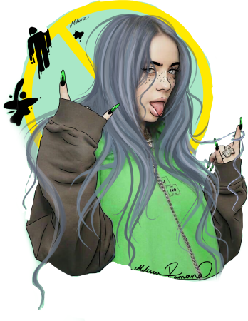 Билли Айлиш м зелеными волосами