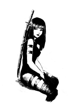 Самурай девушка иллюстрация