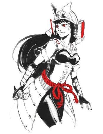 Девушка Самурай набросок
