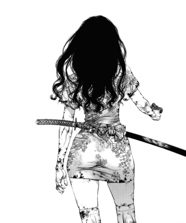 Девушка с катаной за спиной