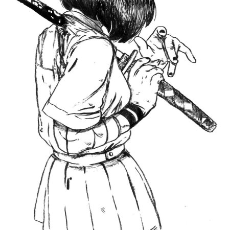 Аниме с катаной черно белое