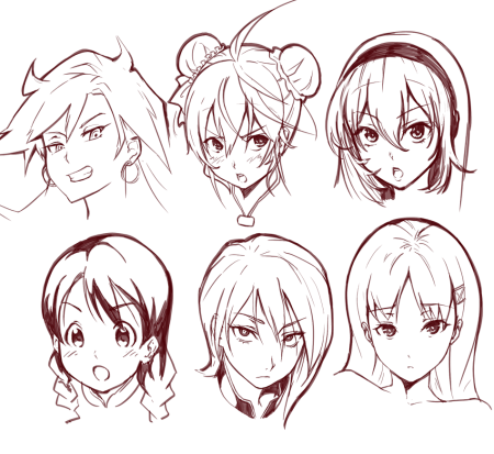 Референсы причесок женских аниме