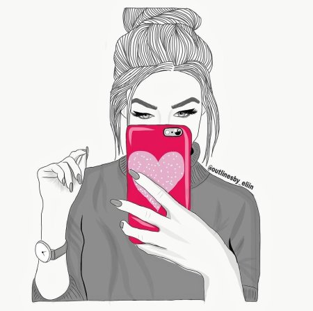 Девушка с айфоном рисунок