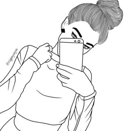 Раскраска девушка с кофе