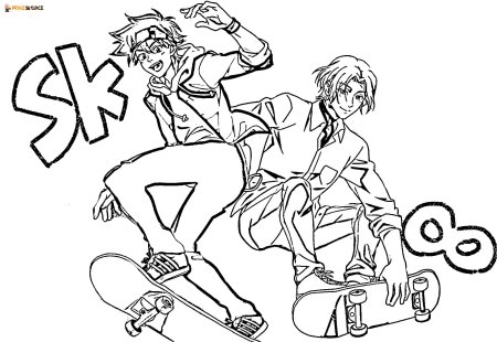Раскраска аниме скейт бесконечность