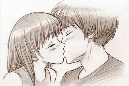 Аниме поцелуй карандашом