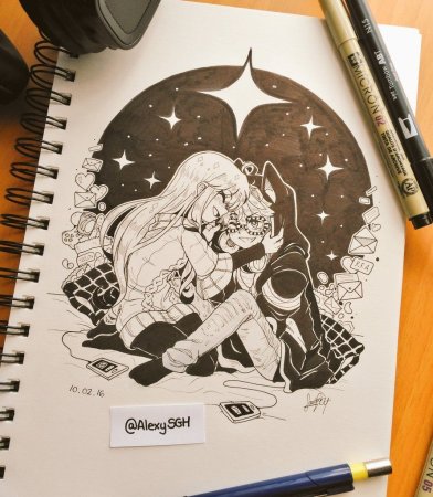 Аниме персонажи в скетчбуке