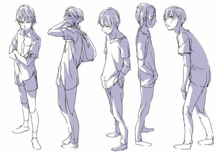 Аниме парень в профиль в полный рост референс