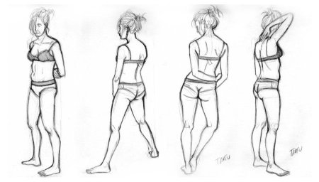 Женщина сбоку рисунок