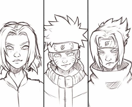 Рисунки для срисовки аниме Наруто команда номер 7