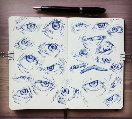 Стили рисования глаз в скетчбуке