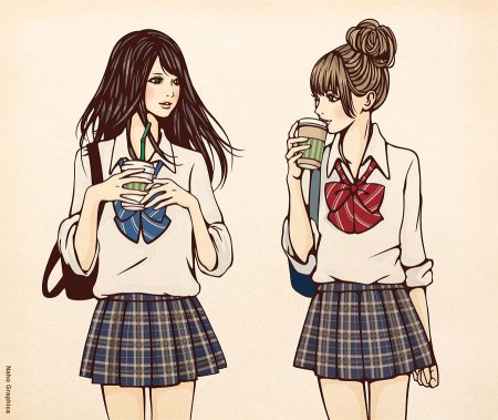 Школьница рисует