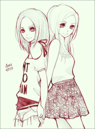 Подружки рисунок карандашом