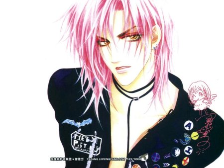 Аниме мальчик с розовыми волосами