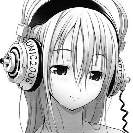 Аниме карандашом с наушниками