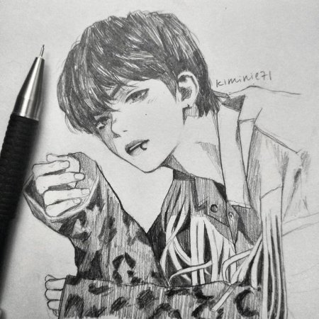 Чонгук Чиби карандашом