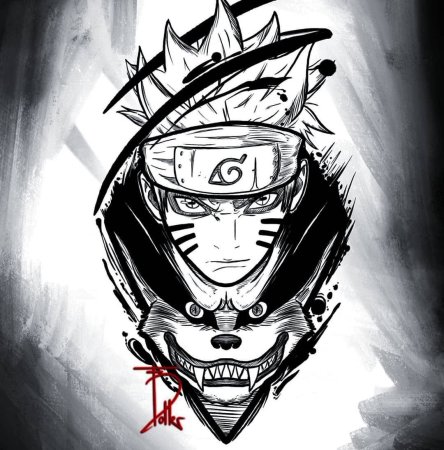 Наруто и курама тату эскизы