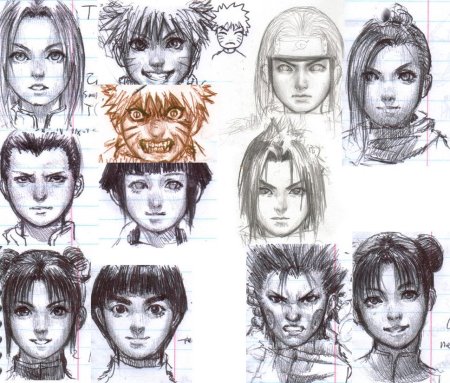 Наруто в разных стилях рисовки