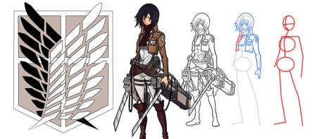 Нарисовать Микасу из атаки титанов