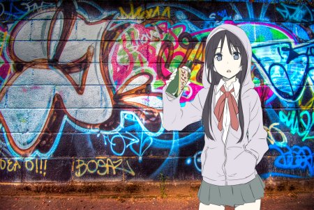 Граффити на стене аниме