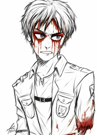 Эрен Йегер черно белый