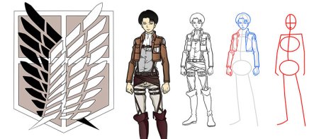 Леви из атаки титанов рисунок в полный рост