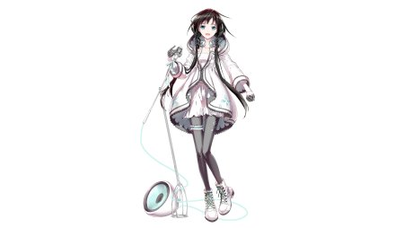 Девушка с микрофоном в полный рост